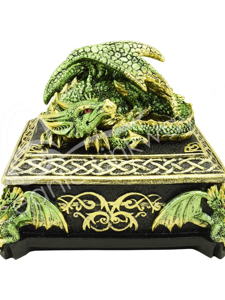 Box - Green Dragon Rectangle 5.5"L X 4.20"W X 4.50"H for wholesale by Oceanic Linkways Inc