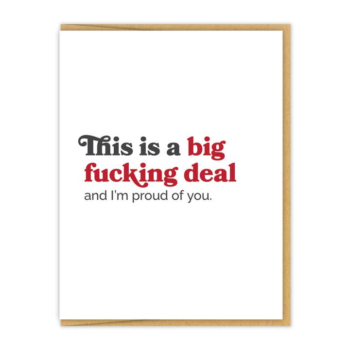This is a BFD | Letterpress Congrats Greeting Card for wholesale by Spacepig Press