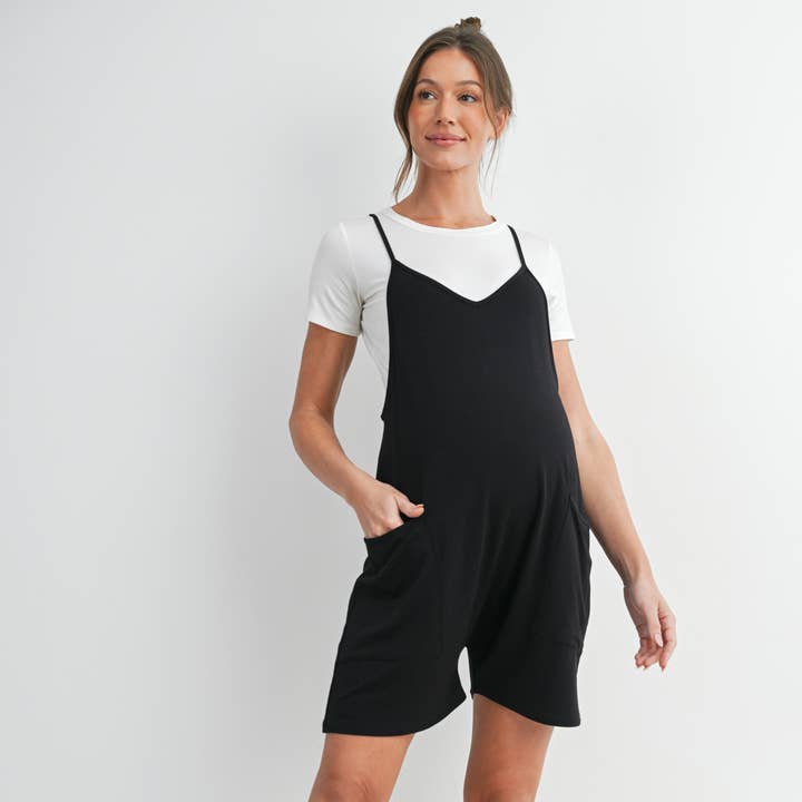 Løstsiddende ærmeløs graviditetsdragt med justerbare stropper for engroshandel hos Hello Miz