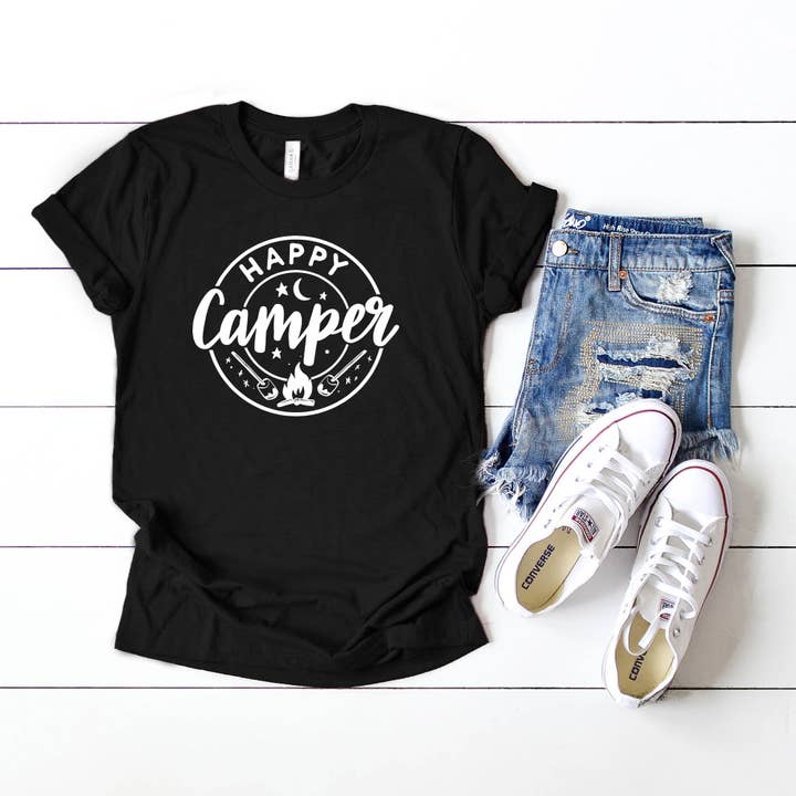 Happy Camper Marshmallows | Short Sleeve Graphic Tee for wholesale by Olive And Ivory Wholesale