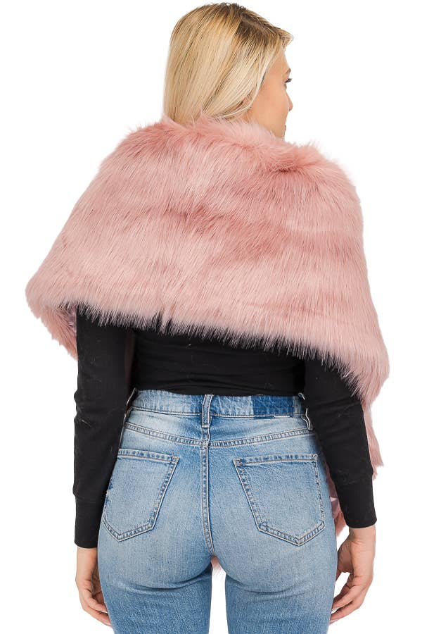 Cap Zone - Wholesale Scarf - Women's - Luxury Faux Fur Satin Lined Stole Shawl Scarf3