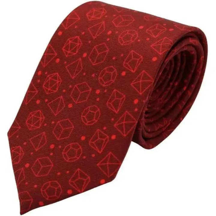Red Dice Pattern Premium Necktie (Handmade, 100% Silk) - Adventurer's Forge for wholesale by Poggers