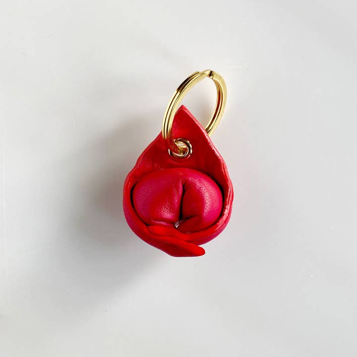 Melo Melo – Porta-chaves - Unissexo por atacado – Porta-chaves de Couro Tortellini - Vermelho Cereja