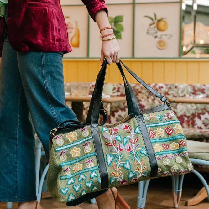 Noonday - Wholesale Weekender Bag - Women's - Hand-Embroidered "Flourish Weekender" Duffel Bag4