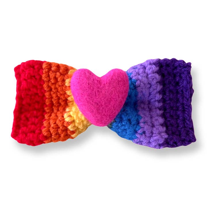 Handmade Dog Bow Tie - Rainbow Love Crochet for wholesale by Puppies & Pom Poms