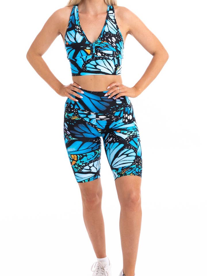 Butterfly Biker Shorts with Pockets for wholesale by Carra Lee Active