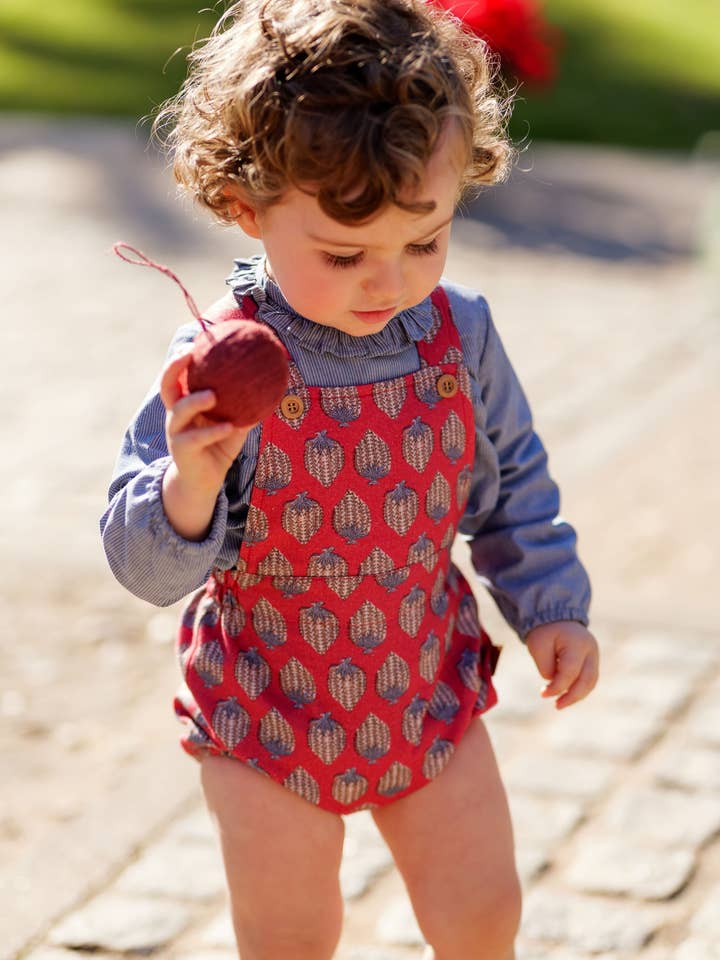 Ranita bebé estampada bordeaux com alças cruzadas por atacado de Charanga