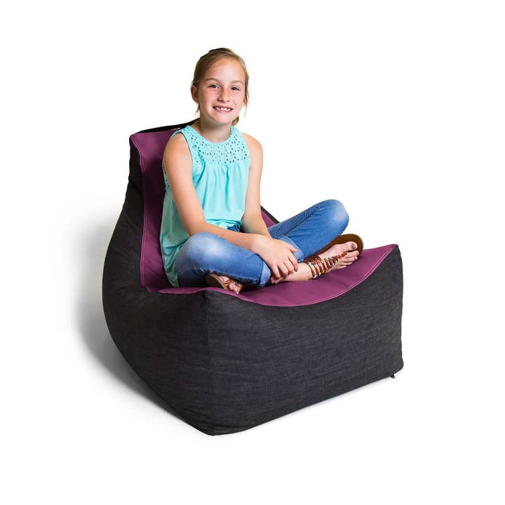 LuvU - Wholesale Chair - Jaxx Pixel Gamer Bean Bag Chair, Premium Vinyl / Dark Denim69