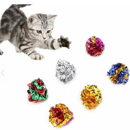 Cat Box Classics - Wholesale Pet Toy - Cat - 6-Piece Cat Crinkle Balls Play Pack