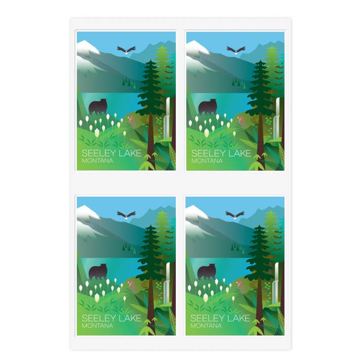Seeley Lake Sticker Sheet for wholesale by Max & Oscar