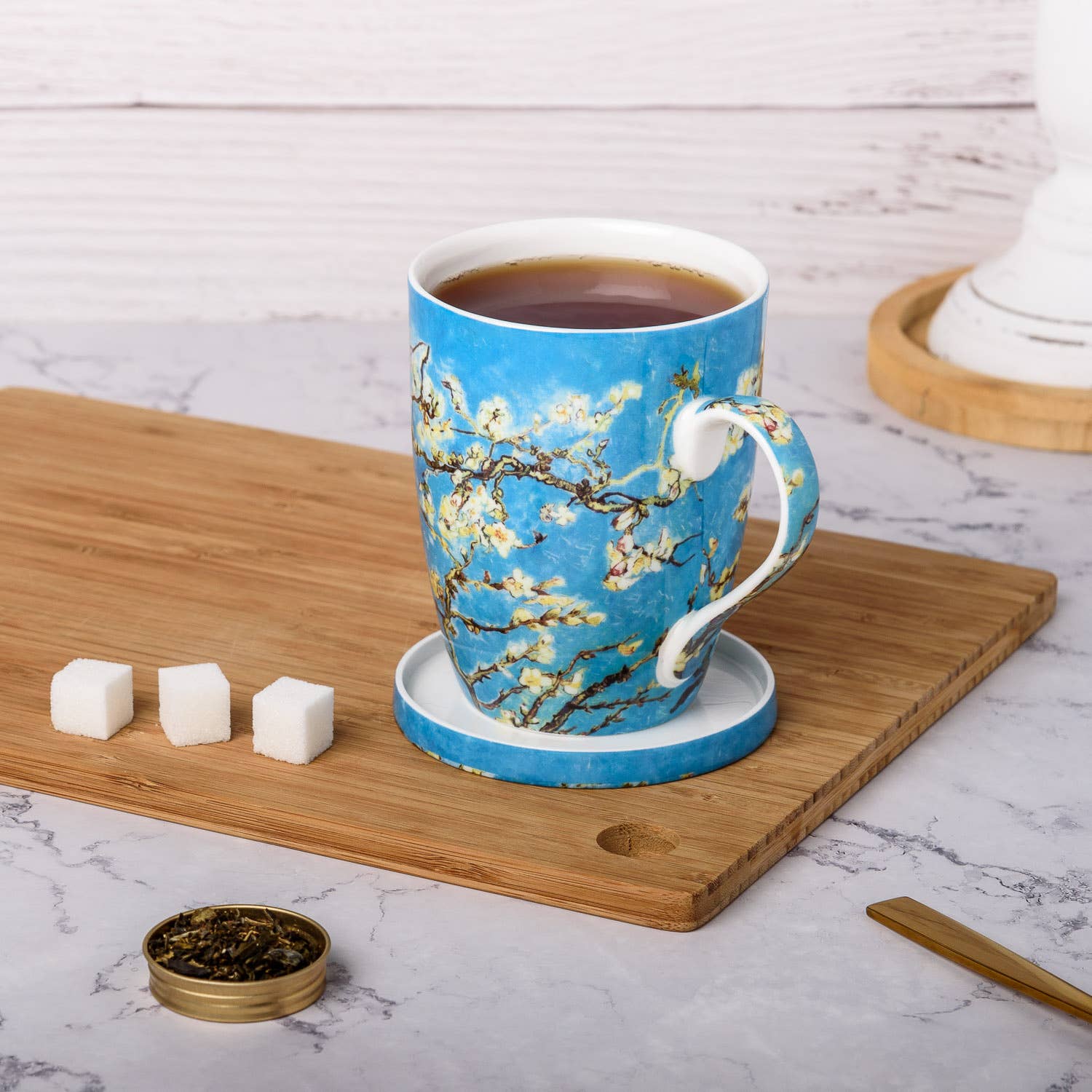 McIntosh Mugs - Vente Tasse à café - Tasse à thé Van Gogh « Almond Blossom » avec infuseur et couvercle2
