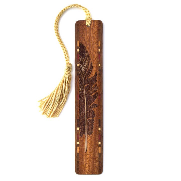 Feather Handmade Engraved Wooden Bookmark for wholesale by Mitercraft