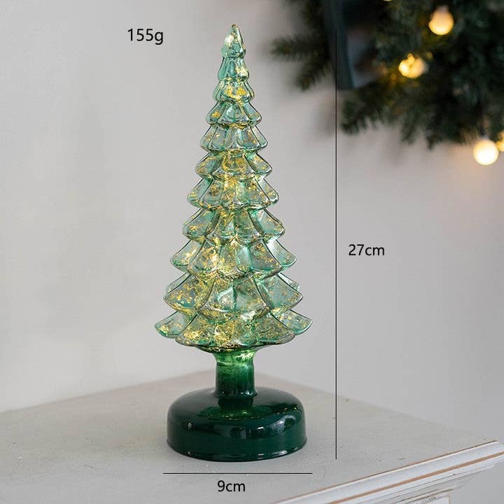Gloeiende glazen LED-nachtlampje kerstboom huis desktop ornamenten voor wholesale door FurDecoration