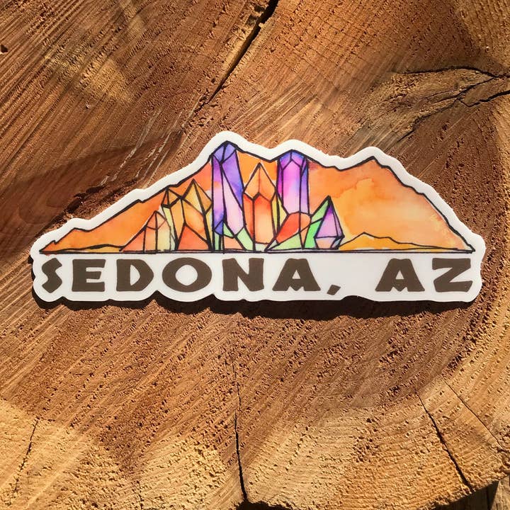 Sedona Crystal Mountains Sticker for wholesale by Holly Sage Art