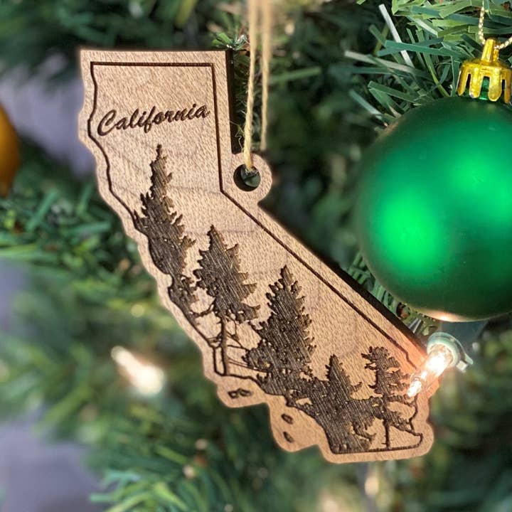 California Ornament State Shape | CA Trees Ornament for wholesale by The Nostalgia Company