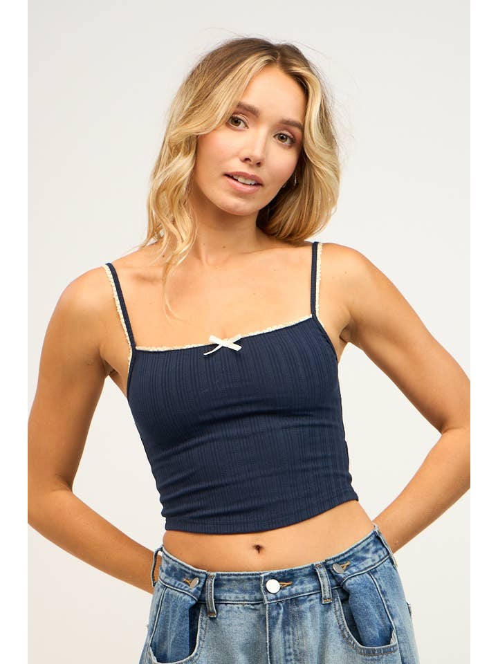 Sky to Moon - Vente Débardeur – femme - DÉBARDEUR COURT AJUSTÉ À RUBAN POINT SANS MANCHES30