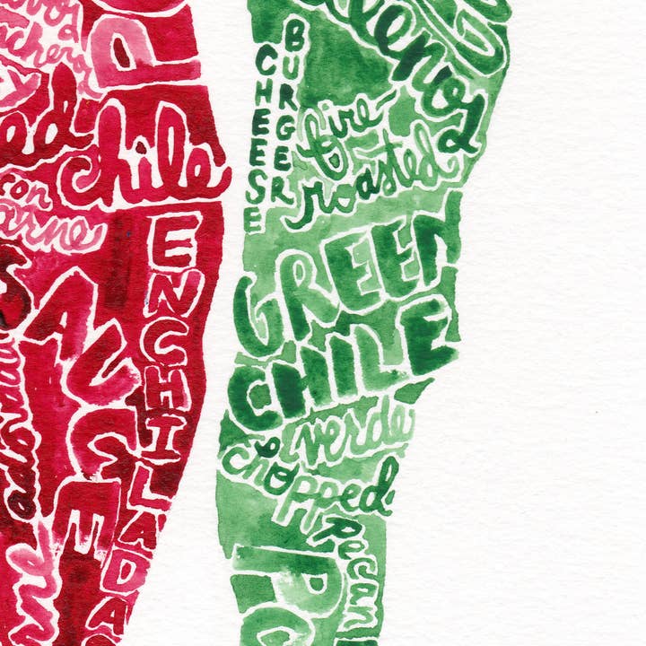 Red Chile Design Co - Vendita all'ingrosso Poster - Poster con Parole di Chile Rosso + Verde, 11x172