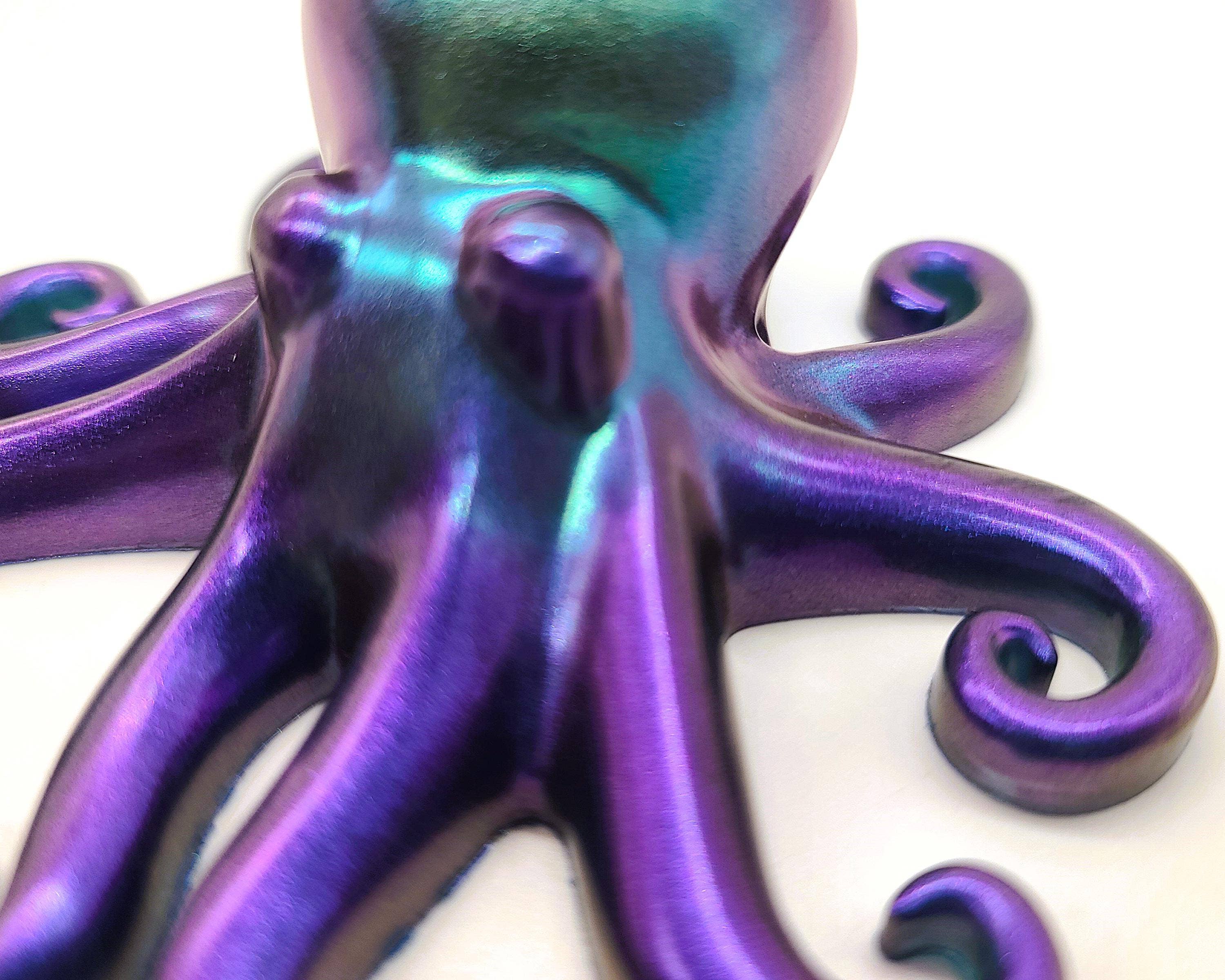 Slightly Askew Art - Wholesale Decorative Tabletop Object - Eco-Friendly Epoxy Resin Octopus with Holographic Mica7