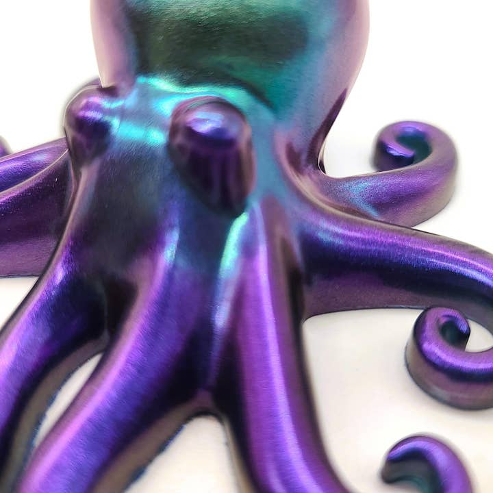 Slightly Askew Art - Wholesale Decorative Tabletop Object - Eco-Friendly Epoxy Resin Octopus with Holographic Mica7