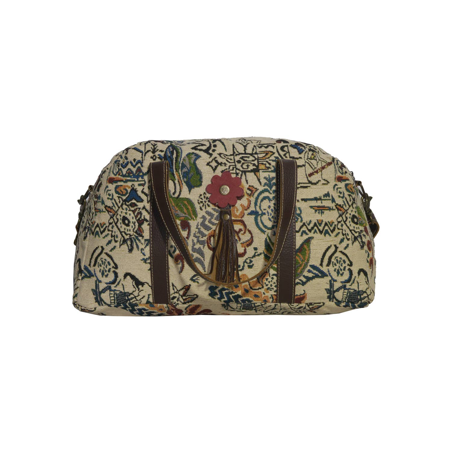 Hopofly Bags - Vente Sac de voyage – femme - Mini sac de voyage Flourish en toile et cuir pour femmes2