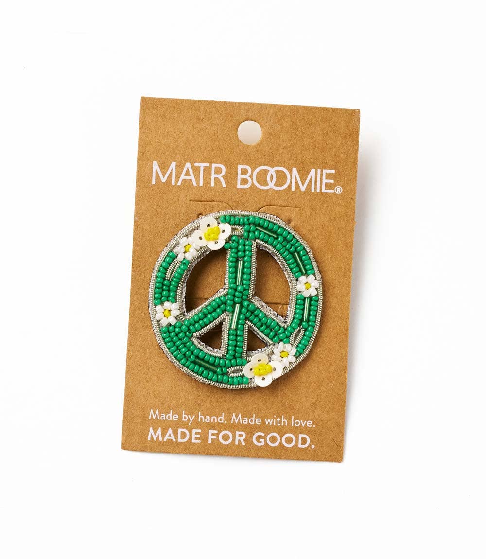 Matr Boomie Fair Trade - Vente Broches - Broche Épinglette de Paix Perlée Bala Mani - Fait Main1