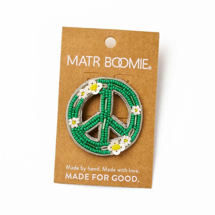 Matr Boomie Fair Trade - Wholesale Brooch - Bala Mani Beaded Peace Brooch Pin - Handmade1