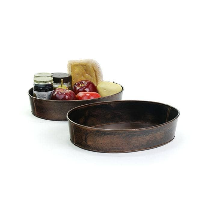 Buhi Imports - Wholesale Decorative tray - 12 inch Brown Oval Tray0