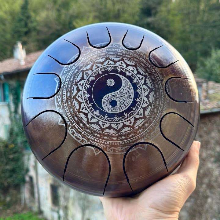 Delko stål tungedrum 25 cm, D kurd skala med yin yang design for engroshandel hos delko