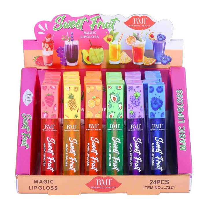 PINEAPPLE Beauty – wholesale Lip-gloss – Romantic Beauty L7221 Sweet Fruit Magic Lip Gloss - 24pc
