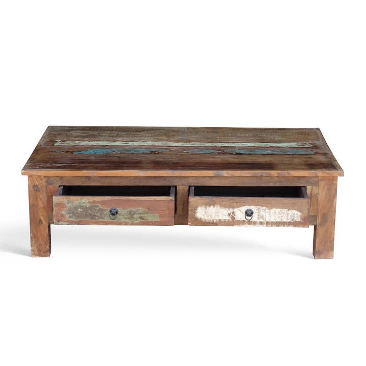 Timbergirl - Wholesale Coffee Table - Reclaimed Wood Coffee Table With Double Drawers
