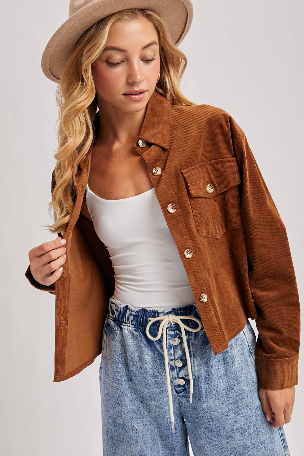 Bluivy - Wholesale Jacket - Women's - CORDUROY CROPPED BUTTON DOWN SHIRT JACKET14