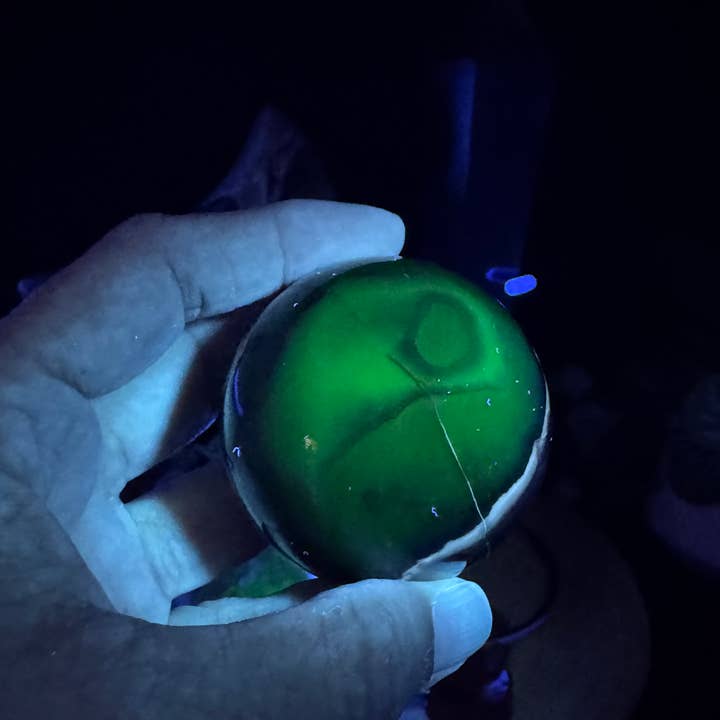 The 7 Directions - Wholesale Spiritual Stone/Crystal - 4 pc UV reactive Volcanic agate sphere wand moon bundle G71911