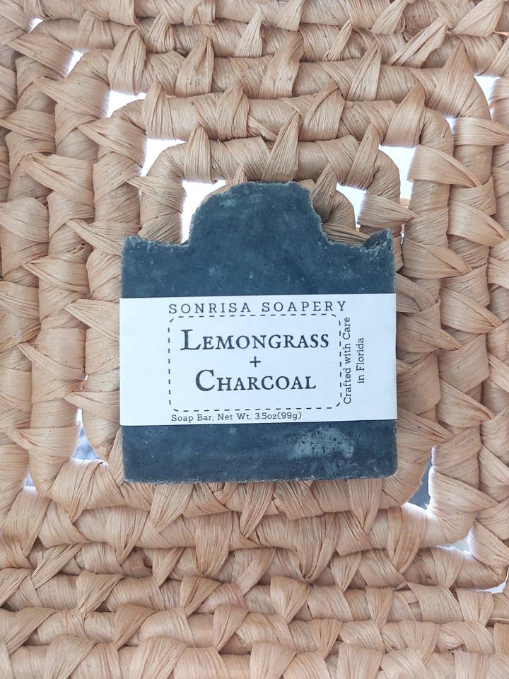 Lemongrass and Charcoal Soap Bar for wholesale by Sonrisa Soapery LLC