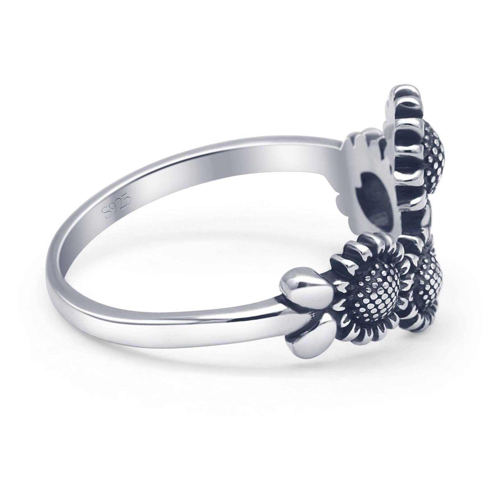 Sterling Silver Oxidized Sunflower Ring for wholesale on Faire1