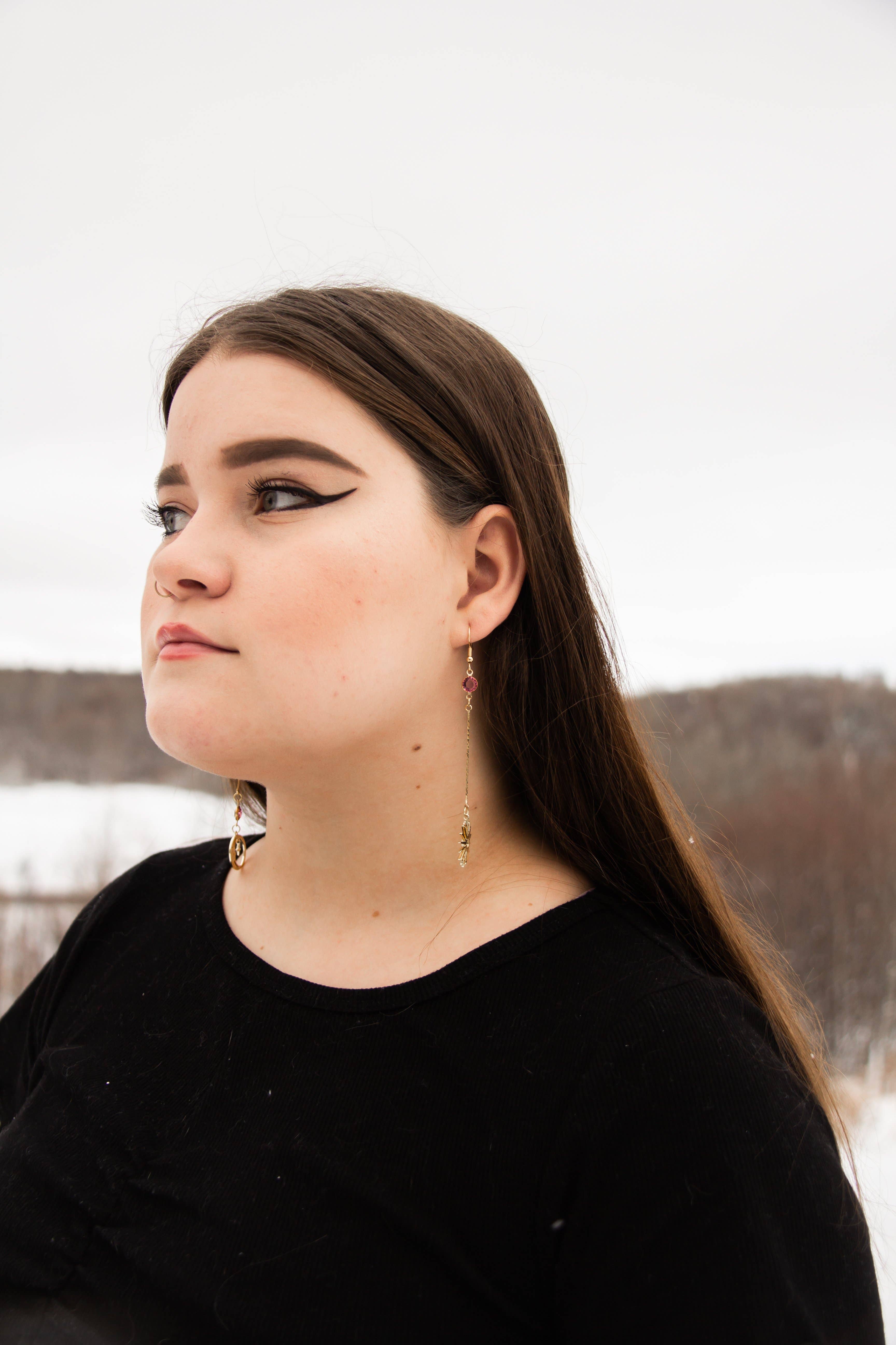 XTRA by Stacey - Wholesale Dangle Earrings - The Sun and Moon Earring - 12 Birthstone Options10