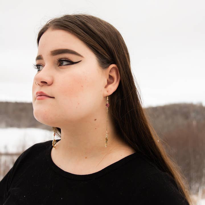 XTRA by Stacey - Wholesale Dangle Earrings - The Sun and Moon Earring - 12 Birthstone Options10