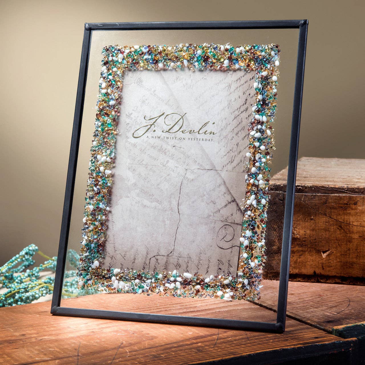 J Devlin Glass Art & Bert Anderson Collection - Wholesale Picture Frame - Pic 456 Multi Colored Fused Glass Chips on Clear Frame Series5