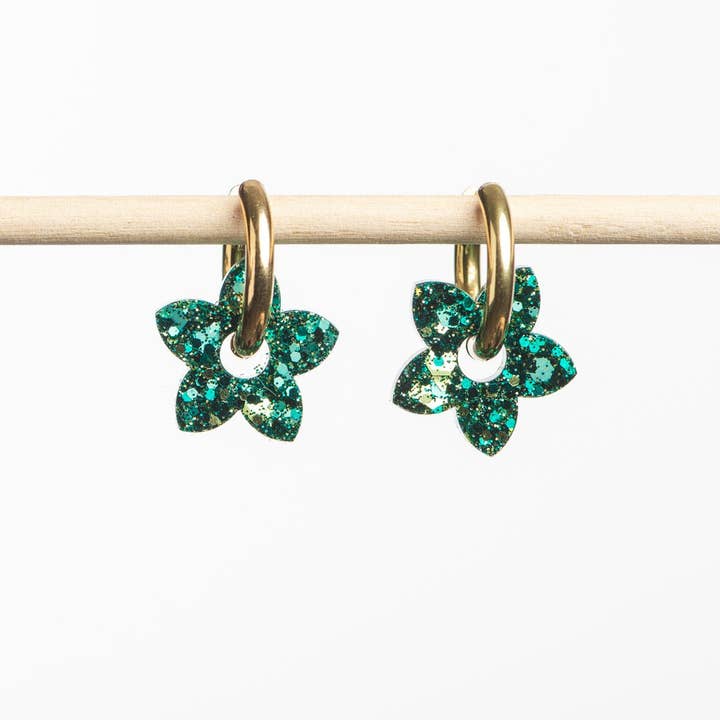 Les Nicolettes - Wholesale Dangle Earrings - Tiaré Creoles Green Mix1