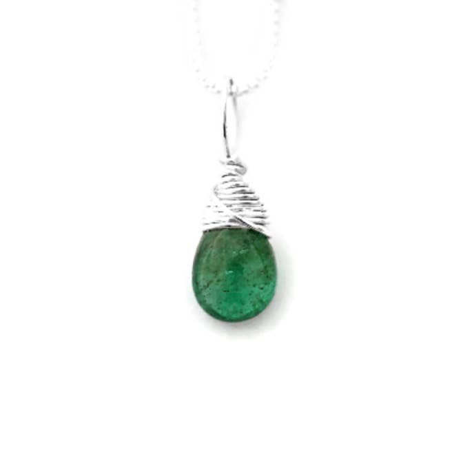 May Silver Birthstone Necklace - Genuine Emerald for wholesale by Jen Lesea Designs