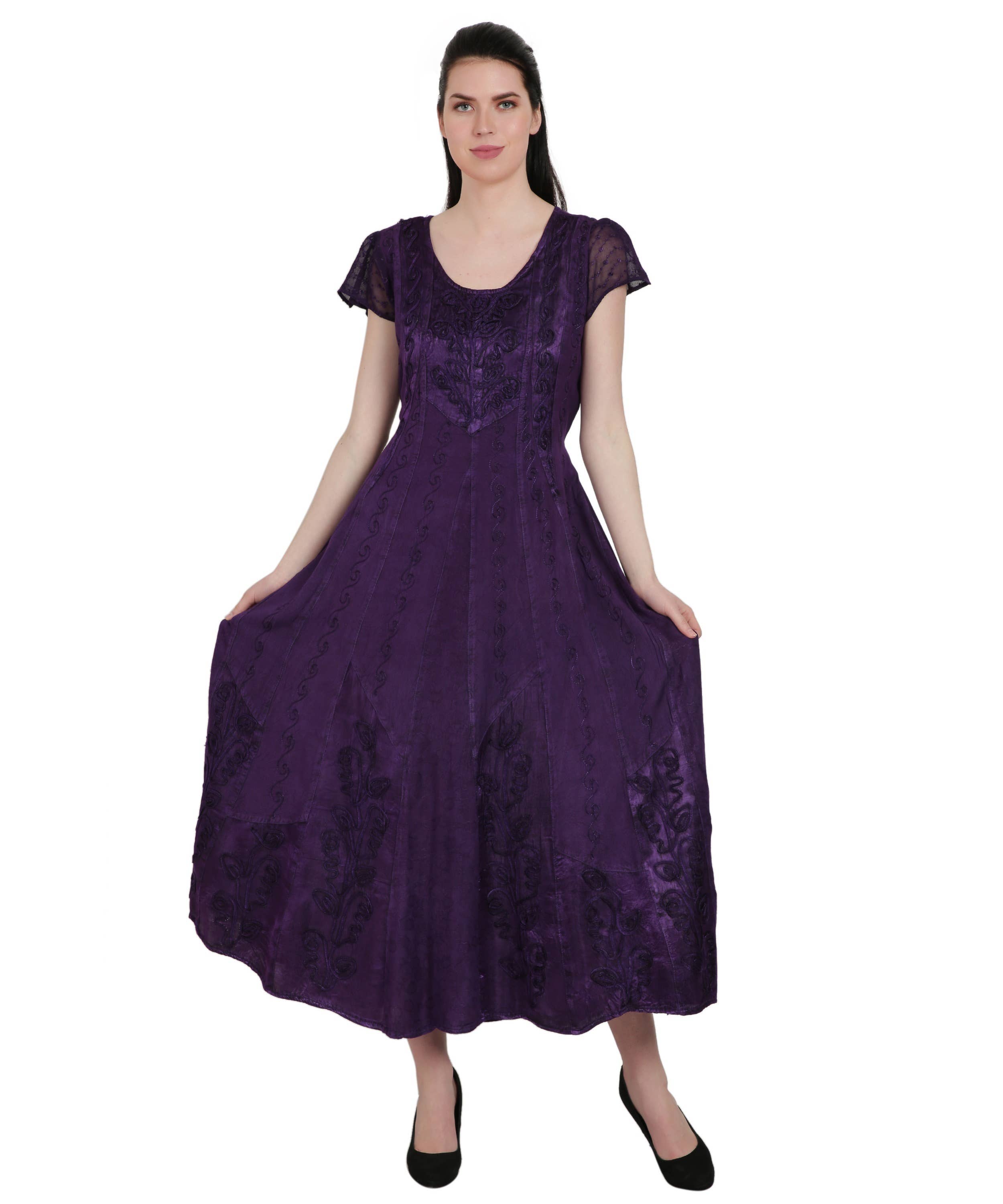 Advance Apparels - Vente Robe – femme - Robe délavée à l'acide à manches courtes inspirée de la Renaissance ADL-203232