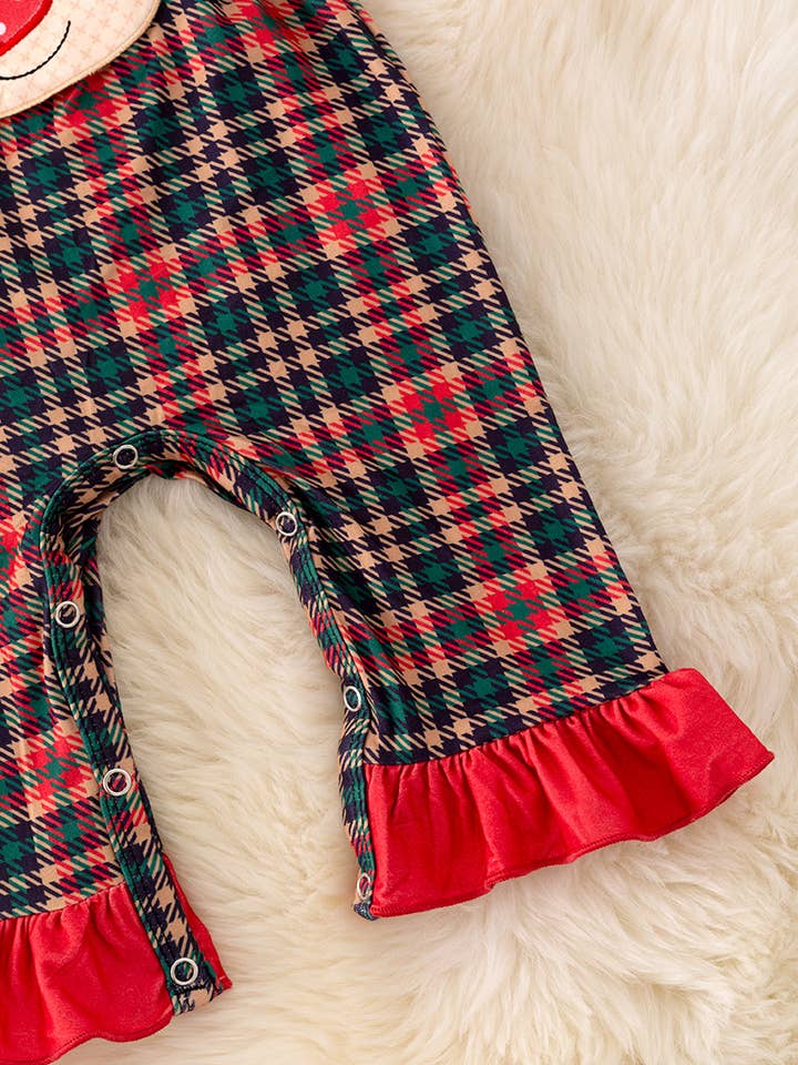 Kids Charm Online - Wholesale Jumpsuit - Baby - Coquette reindeer applique plaid romper. RPG40804 JEAN