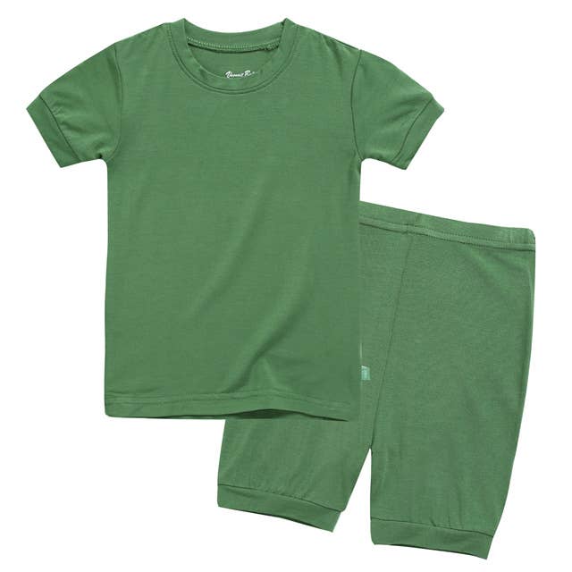 Pijamas de viscosa de manga corta verde colorido para venta al por mayor de Vaenait Baby