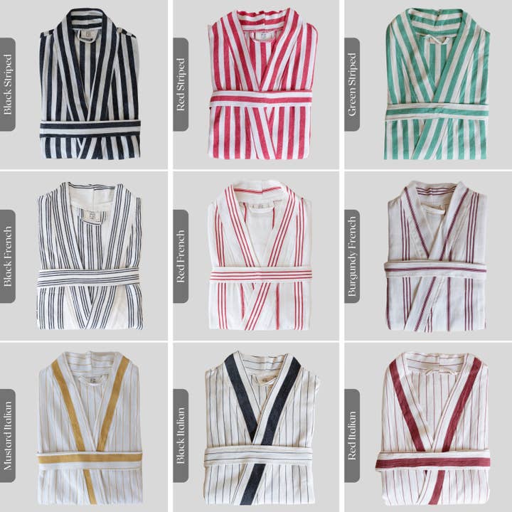 Vivamaison - Vendita all'ingrosso Vestaglia - Unisex - Kimono a Righe in Cotone Premium, Comfort Leggero22