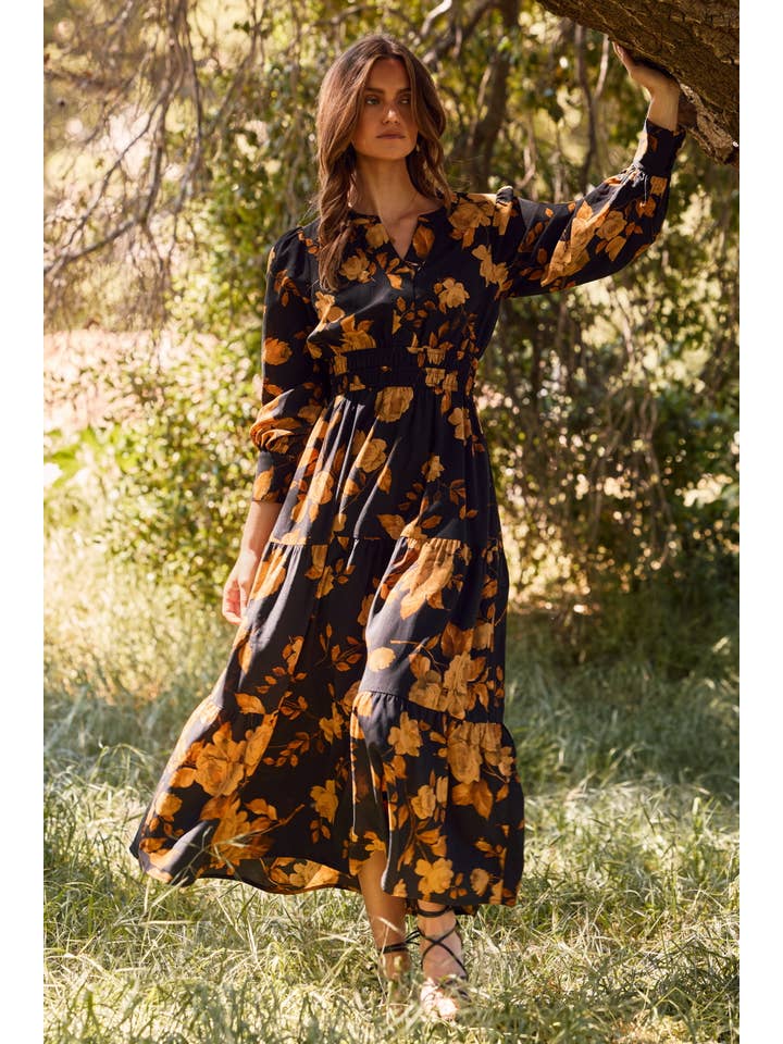 Oddi - Wholesale Dress - Women's - Plus Floral Printed Tiered Maxi Dress2