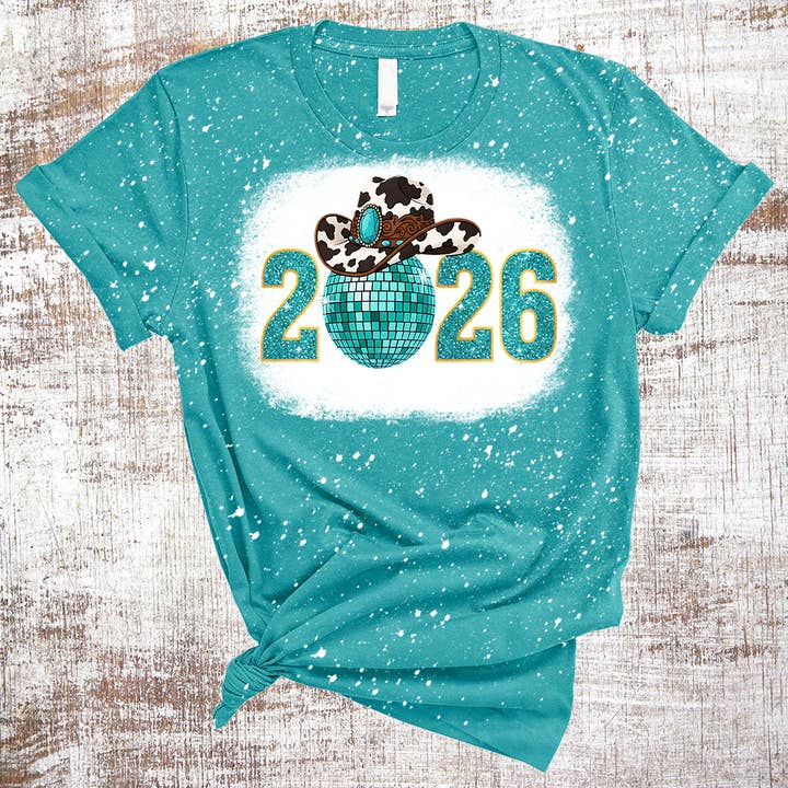 2026 Westliches Neujahrs gebleichtes T-Shirt für den Großhandel von Sweet Tees