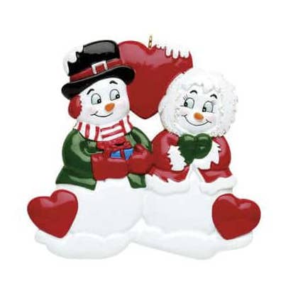 Snow Couple Hearts Personalised Christmas Ornament for wholesale by memory Box