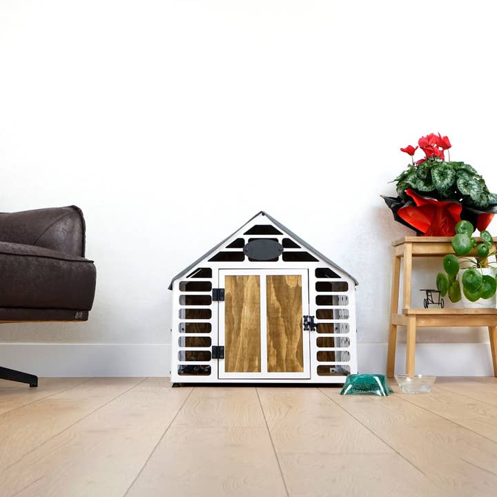 Ultimate Premium Products - Wholesale Bird House - White Pentagon Rustic Wood and Metal Dog House