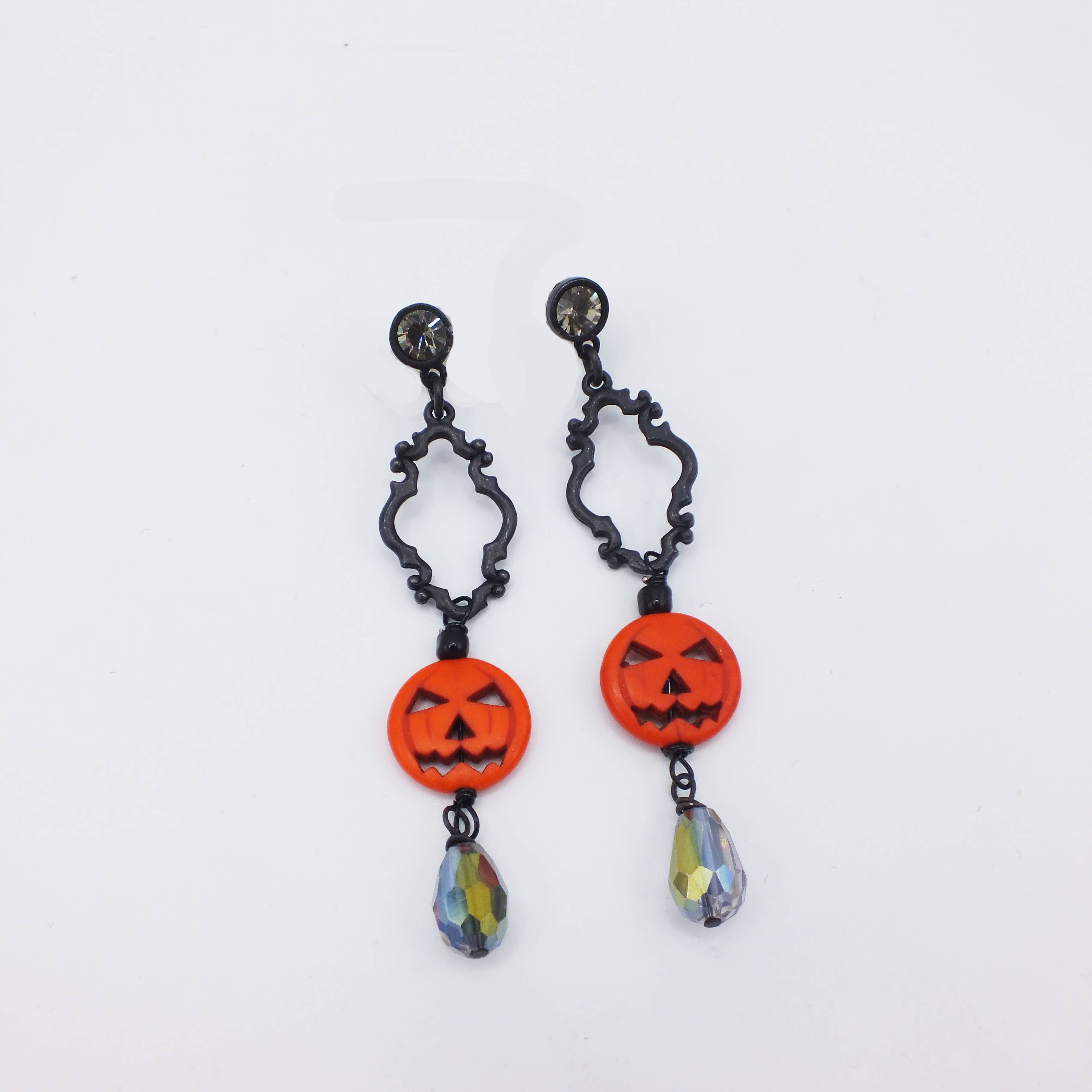 Fizz - Wholesale Dangle Earrings - Small Pumpkin, Cartouche & Crystal Stud Earrings0