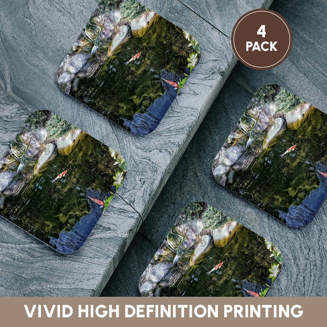 3dRose - Wholesale Coasters - 3dRose, Lovely color photo of a serene koi pond, Coaster12