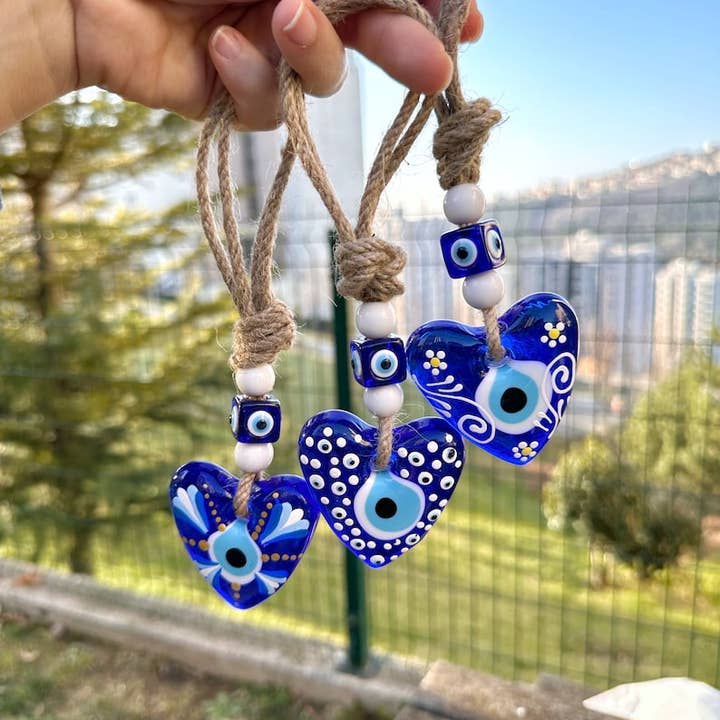 Hand Painted Heart Evil Eye, Home Gift Idea for wholesale by Evileyefavor